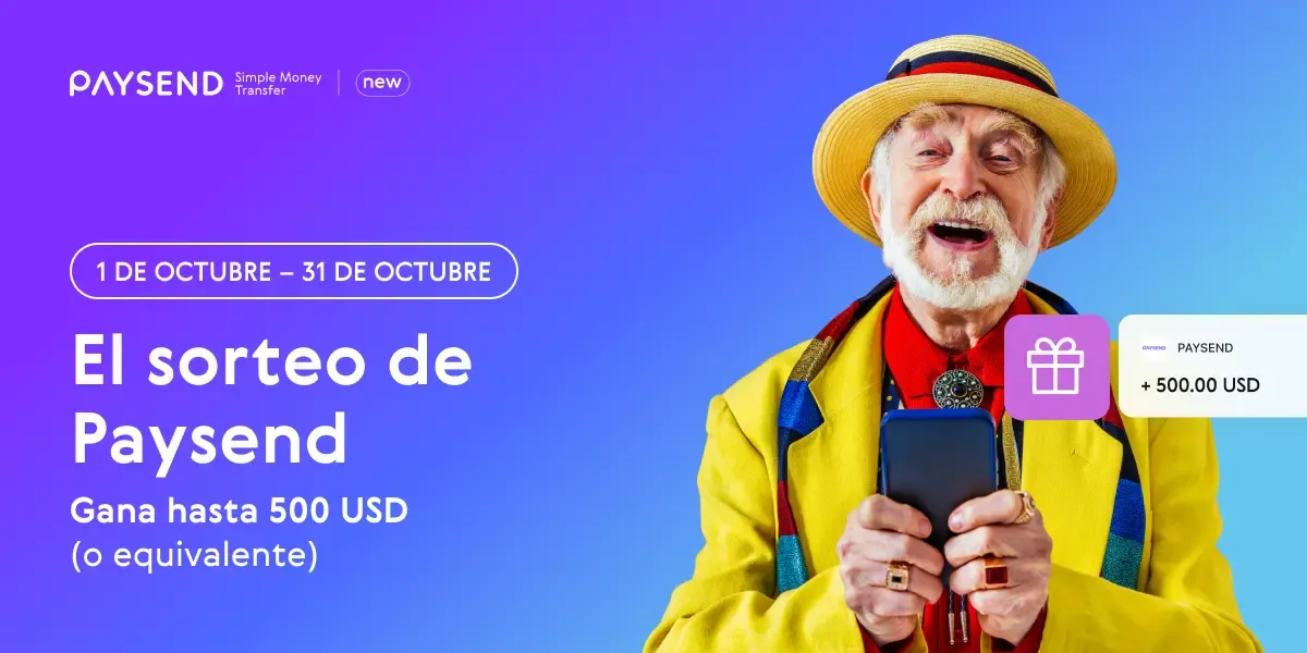 Gana hasta 500 USD en el sorteo Paysend «Invita a un amigo».