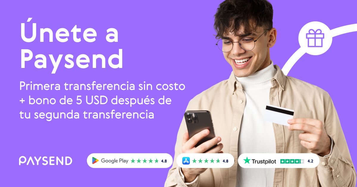 Obtén más de Paysend este abril y mayo de 2026: Transferencias sin comisión y bono de 5 $
