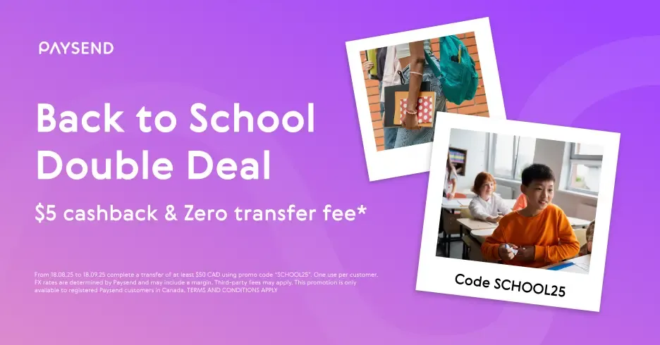 Canadian Offer! Get $5 Cashback and Zero Fee on Your First Transfer
