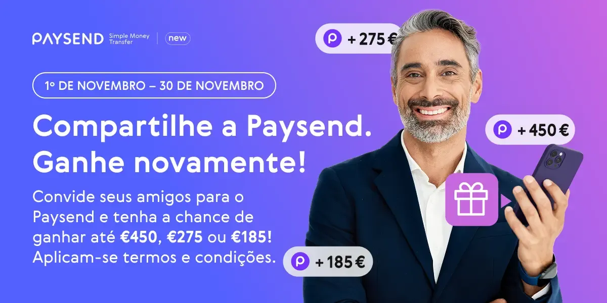 Sua segunda chance de ganhar até €450, €275 ou €185 com a Paysend!