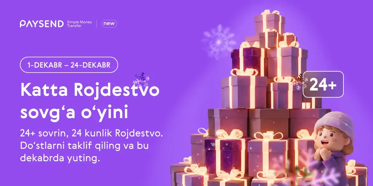 Rojdestvo sovg‘alari – Dekabrda 1,000 $ gacha yutib oling!